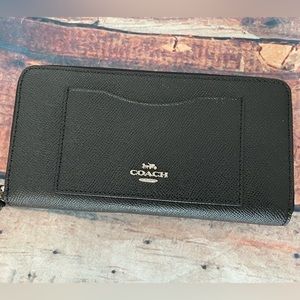 Coach black saffiano leather wallet